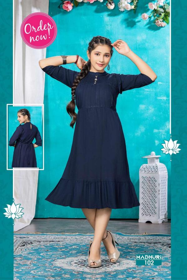 Kids Madhuri Rayon Designer Anarkali Kurti Collection